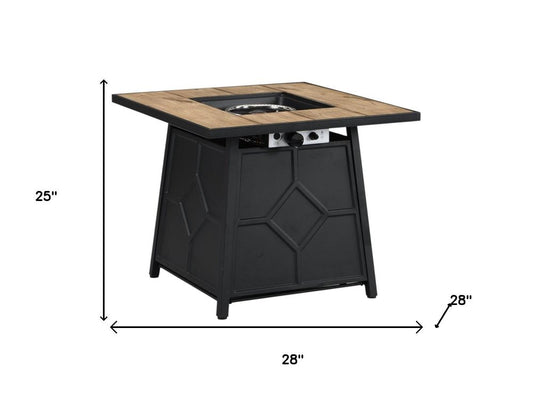 28" Propane Fire Pit Table (Brown Iron, 40,000 BTU) with Cover