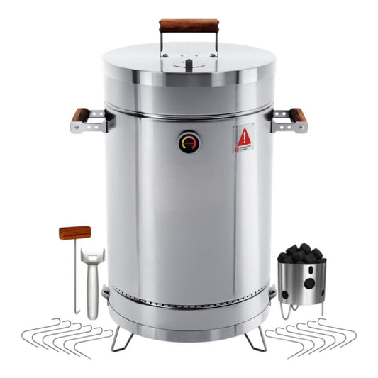 Compact Barrel Smoker (Stainless Steel, 25" x 14")
