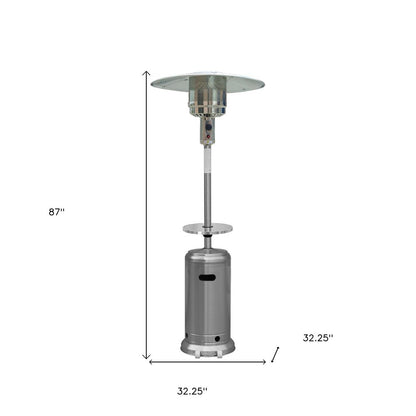 48,000 BTU Freestanding Propane Patio Heater (Silver Steel)