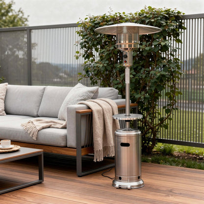48,000 BTU Freestanding Propane Patio Heater (Silver Steel)