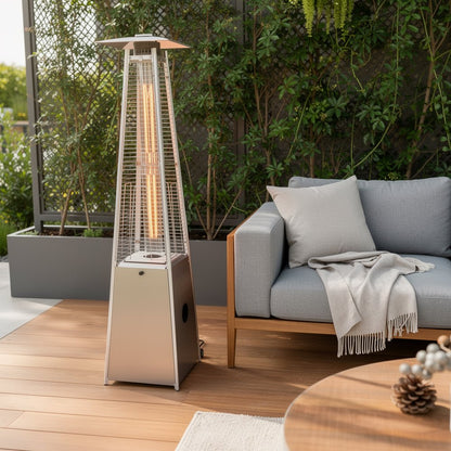 41,000 BTU Pyramid Patio Heater (Silver Steel)