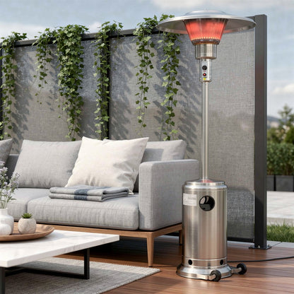 40,000 BTU Freestanding Propane Patio Heater (Silver Steel)