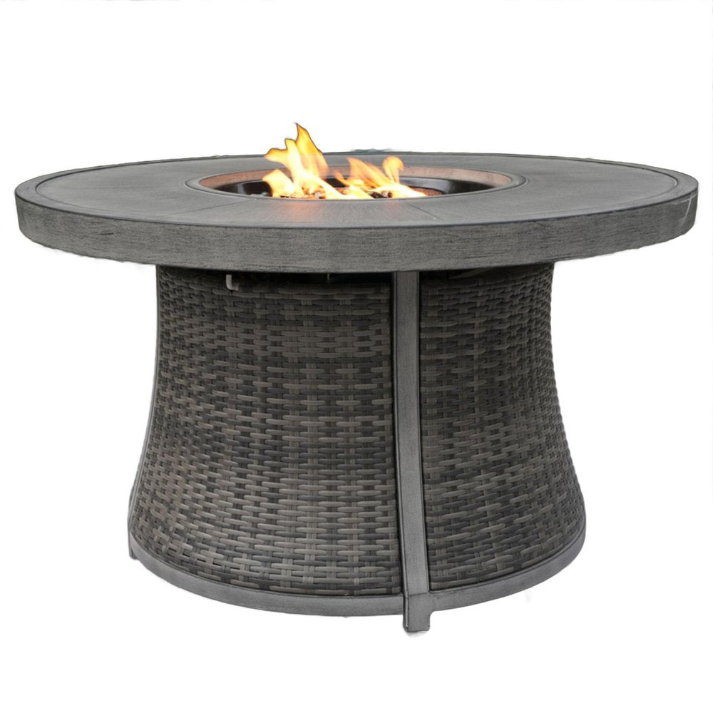 42" Propane Fire Pit Table (Gray Rattan, 50,000 BTU) with Cover