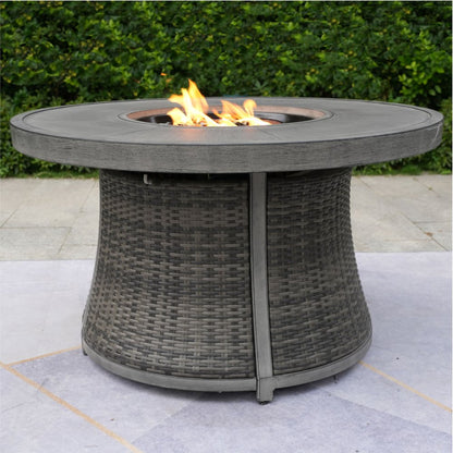 42" Propane Fire Pit Table (Gray Rattan, 50,000 BTU) with Cover