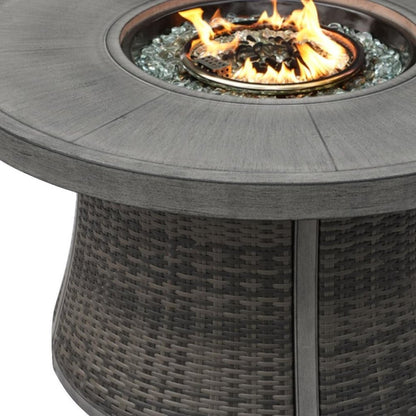 42" Propane Fire Pit Table (Gray Rattan, 50,000 BTU) with Cover