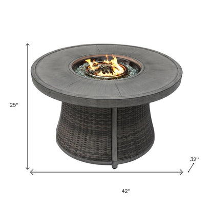 42" Propane Fire Pit Table (Gray Rattan, 50,000 BTU) with Cover
