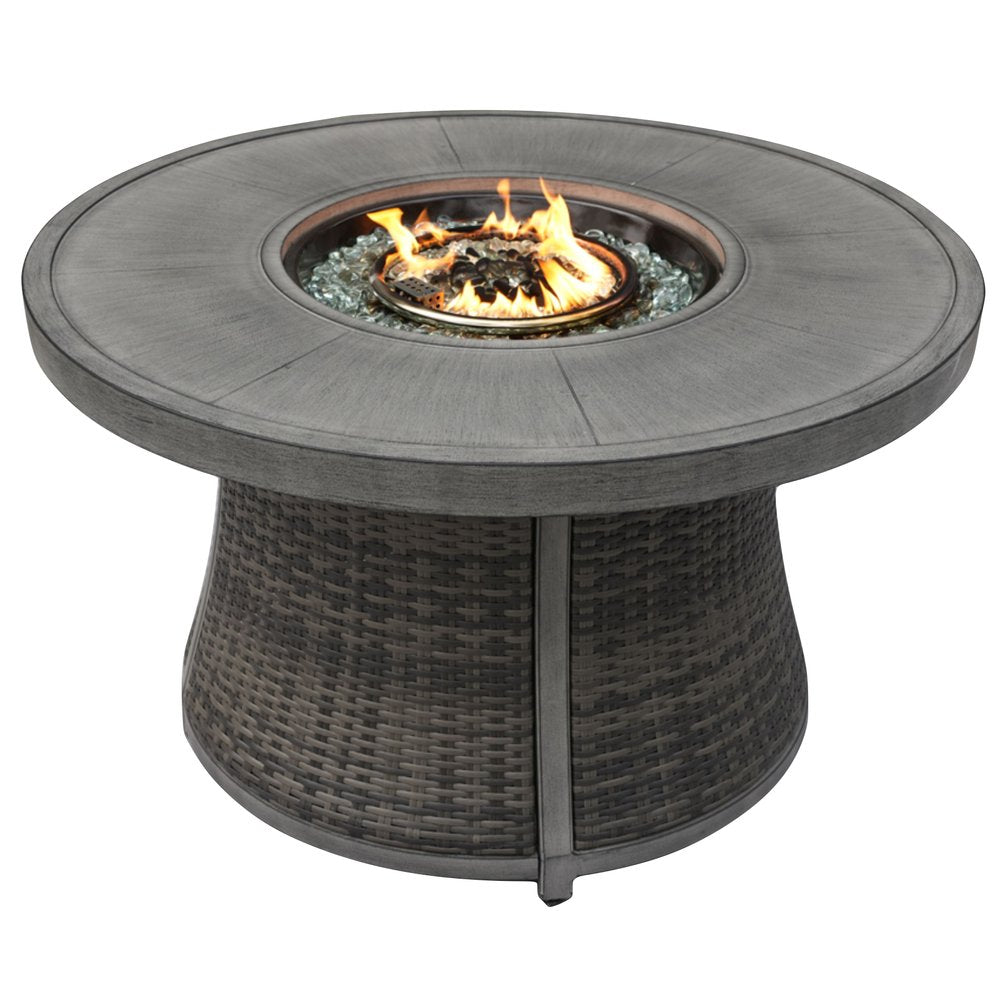42" Propane Fire Pit Table (Gray Rattan, 50,000 BTU) with Cover