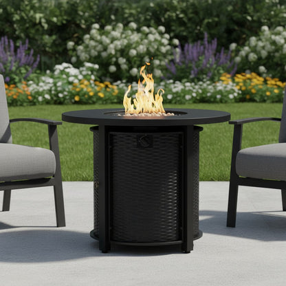 32" Propane Fire Pit (Black Steel, 50,000 BTU)