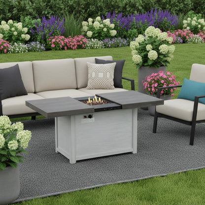 45" Propane Fire Pit Table (Gray Aluminum, 50,000 BTU) with Cover