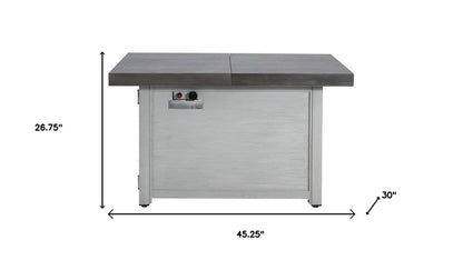 45" Propane Fire Pit Table (Gray Aluminum, 50,000 BTU) with Cover