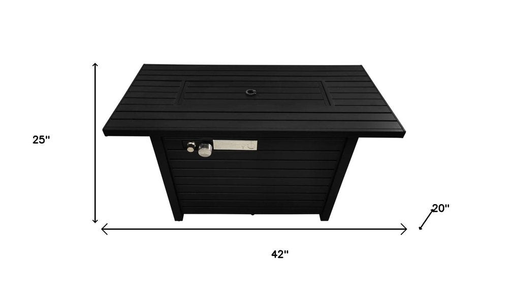 42" Propane Fire Pit Table (Black Steel, 40,000 BTU) with Cover