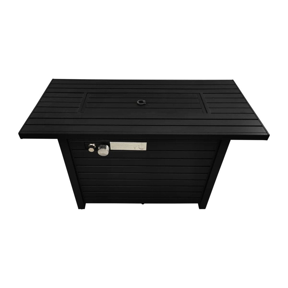 42" Propane Fire Pit Table (Black Steel, 40,000 BTU) with Cover