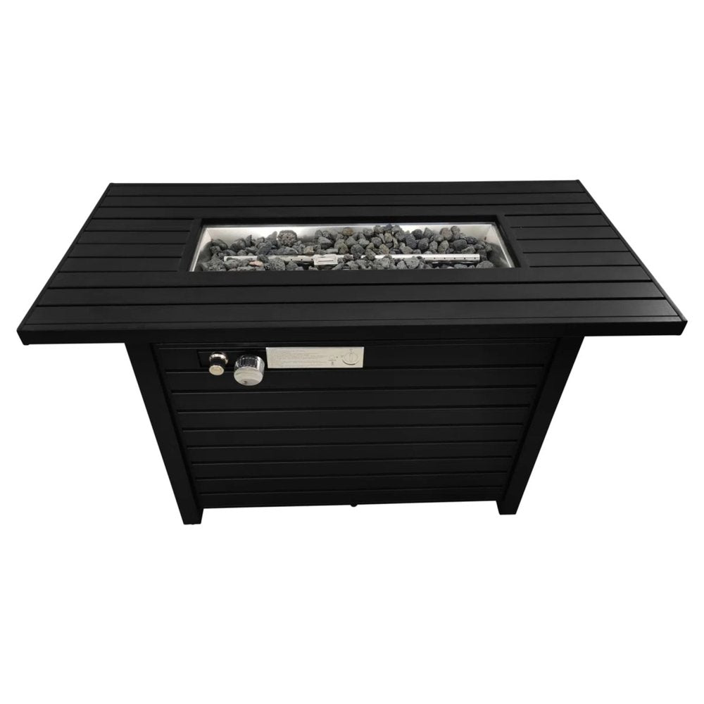 42" Propane Fire Pit Table (Black Steel, 40,000 BTU) with Cover
