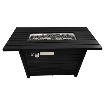 42" Propane Fire Pit Table (Black Steel, 40,000 BTU) with Cover