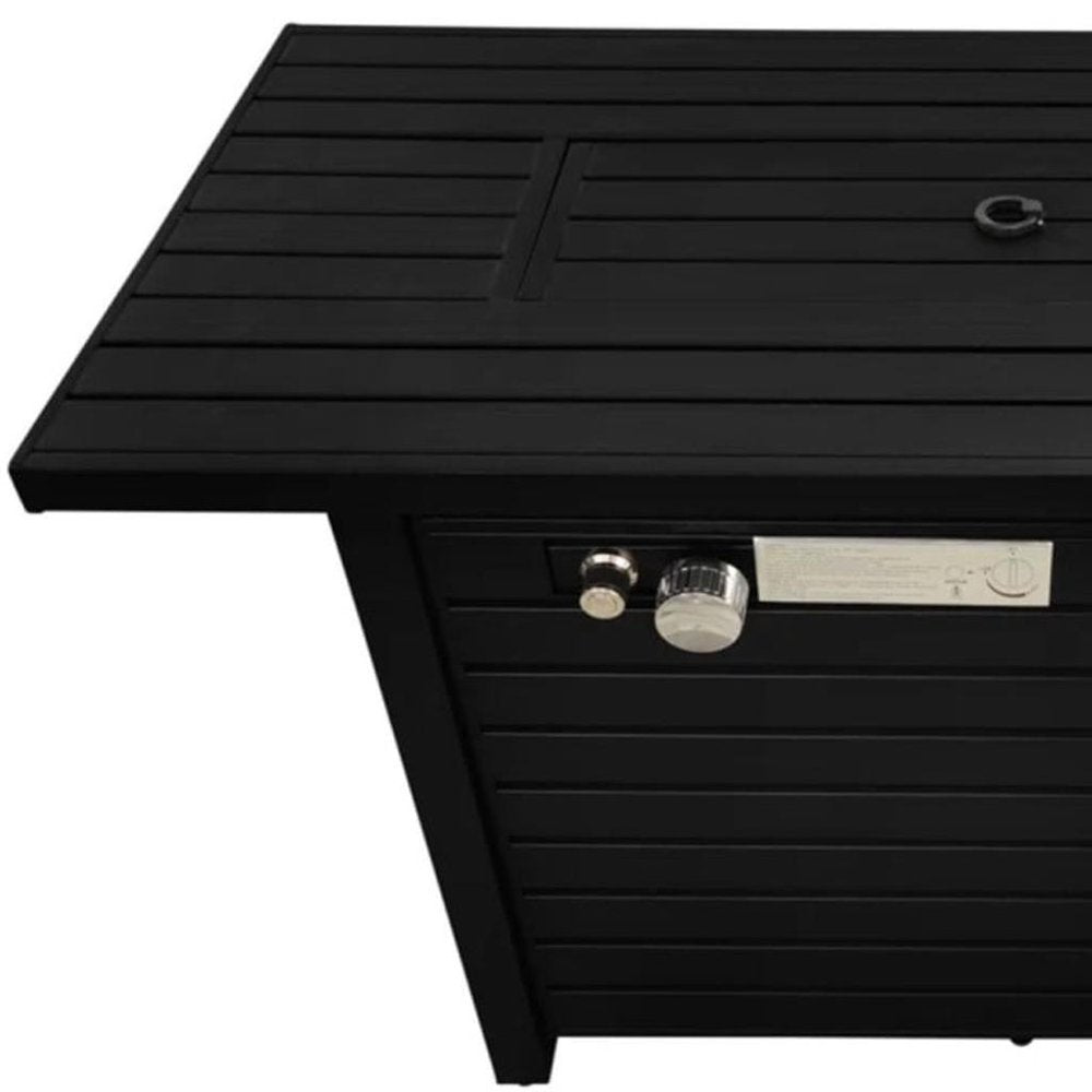42" Propane Fire Pit Table (Black Steel, 40,000 BTU) with Cover