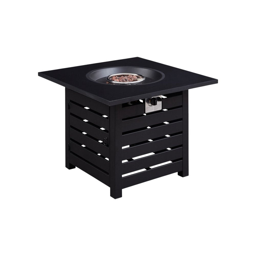 32" Propane Fire Pit Table (Black Metal, 50,000 BTU) with Cover