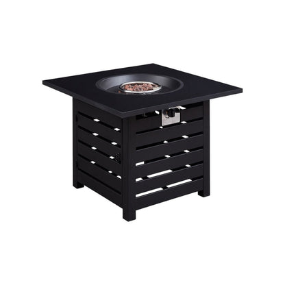 32" Propane Fire Pit Table (Black Metal, 50,000 BTU) with Cover