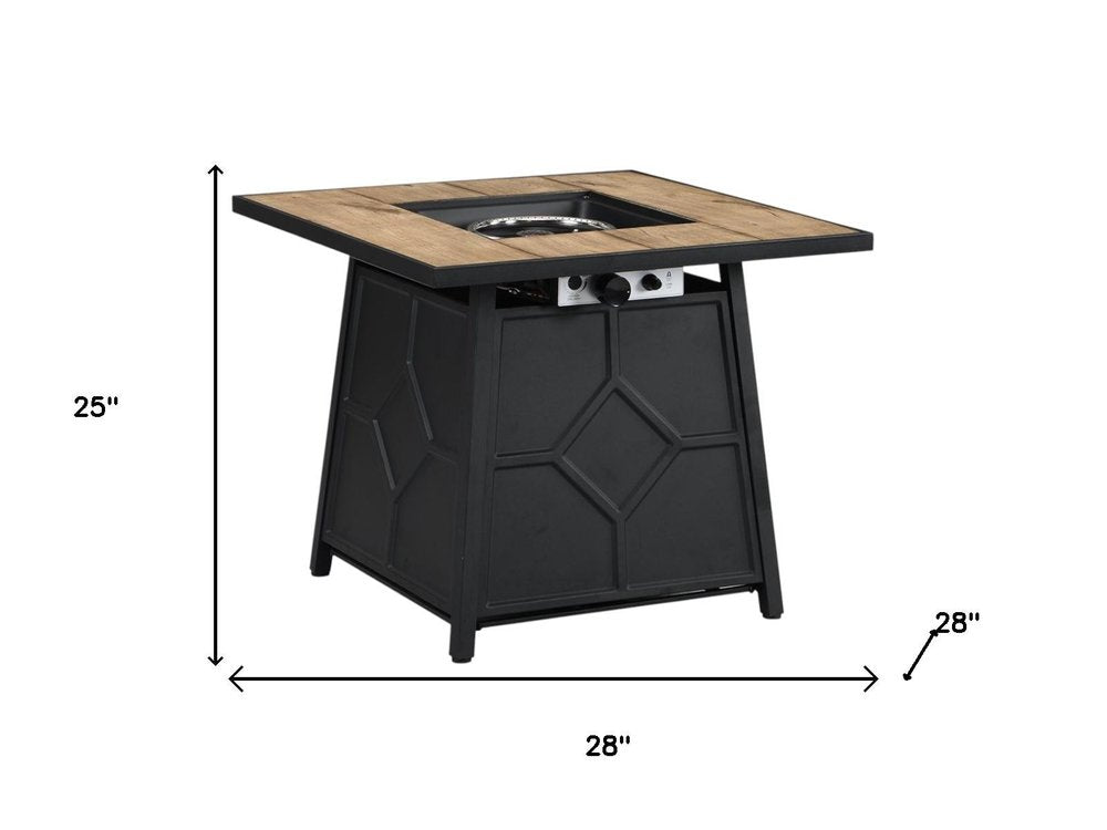 28" Propane Fire Pit Table (Brown Iron, 40,000 BTU) with Cover