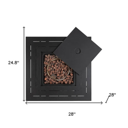 28" Propane Fire Pit Table (Black Rattan, 50,000 BTU) with Cover