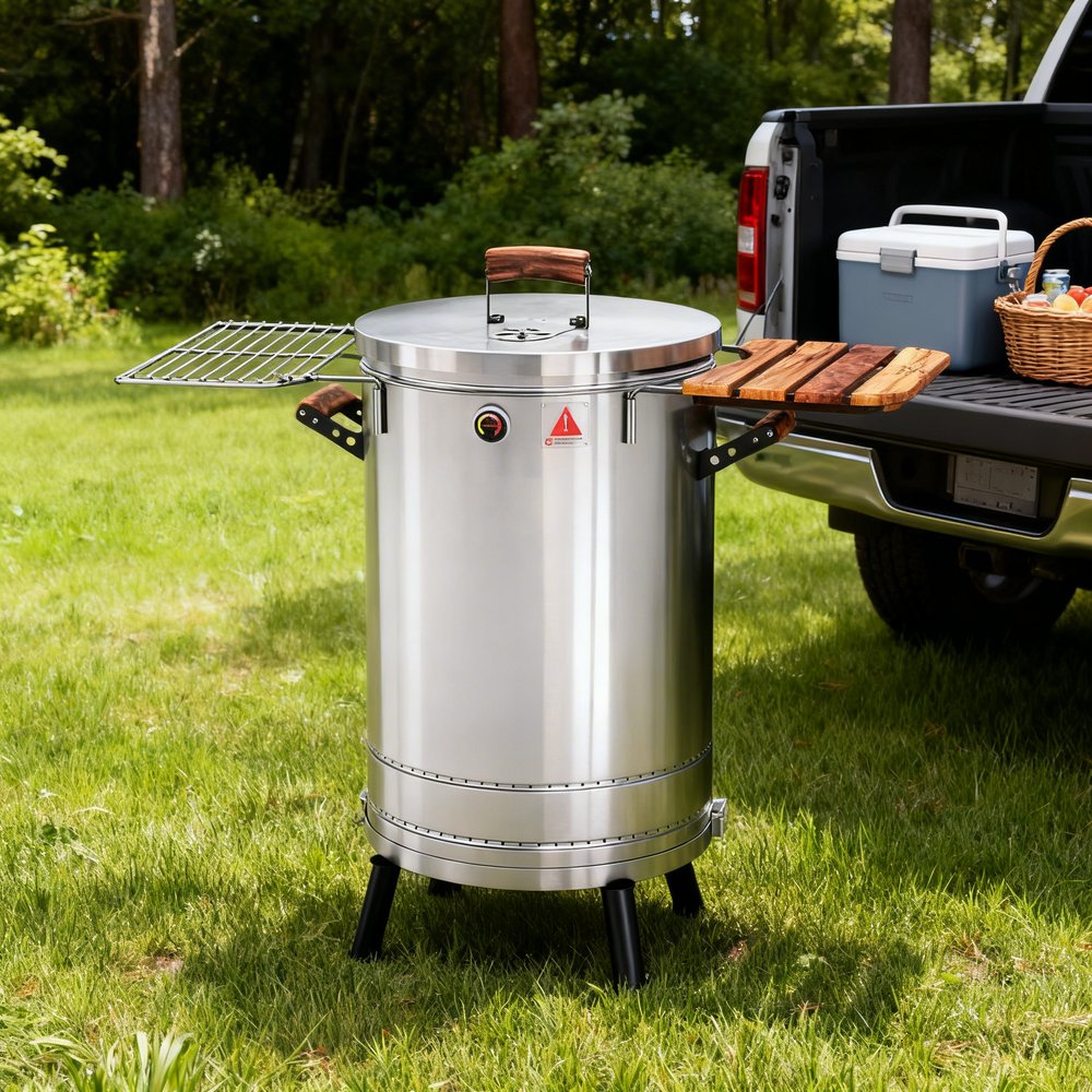Premium Smoker and Grill Combo (Stainless Steel, 29" x 18")