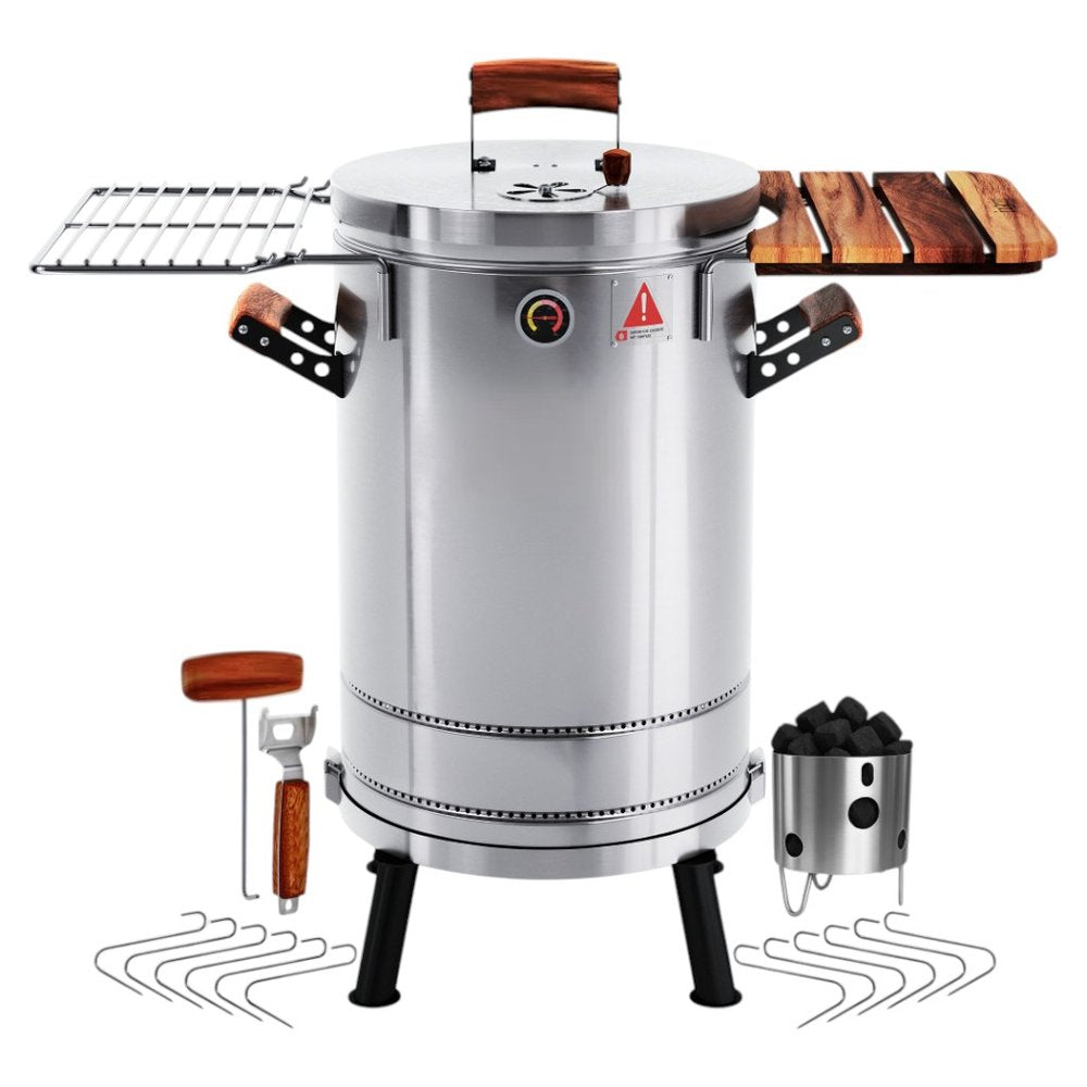Premium Compact Smoker and Grill Combo (Stainless Steel, 23" x 14")
