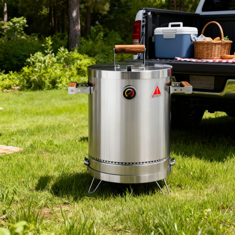 Super Compact Barrel Smoker (Stainless Steel, 17" x 10")