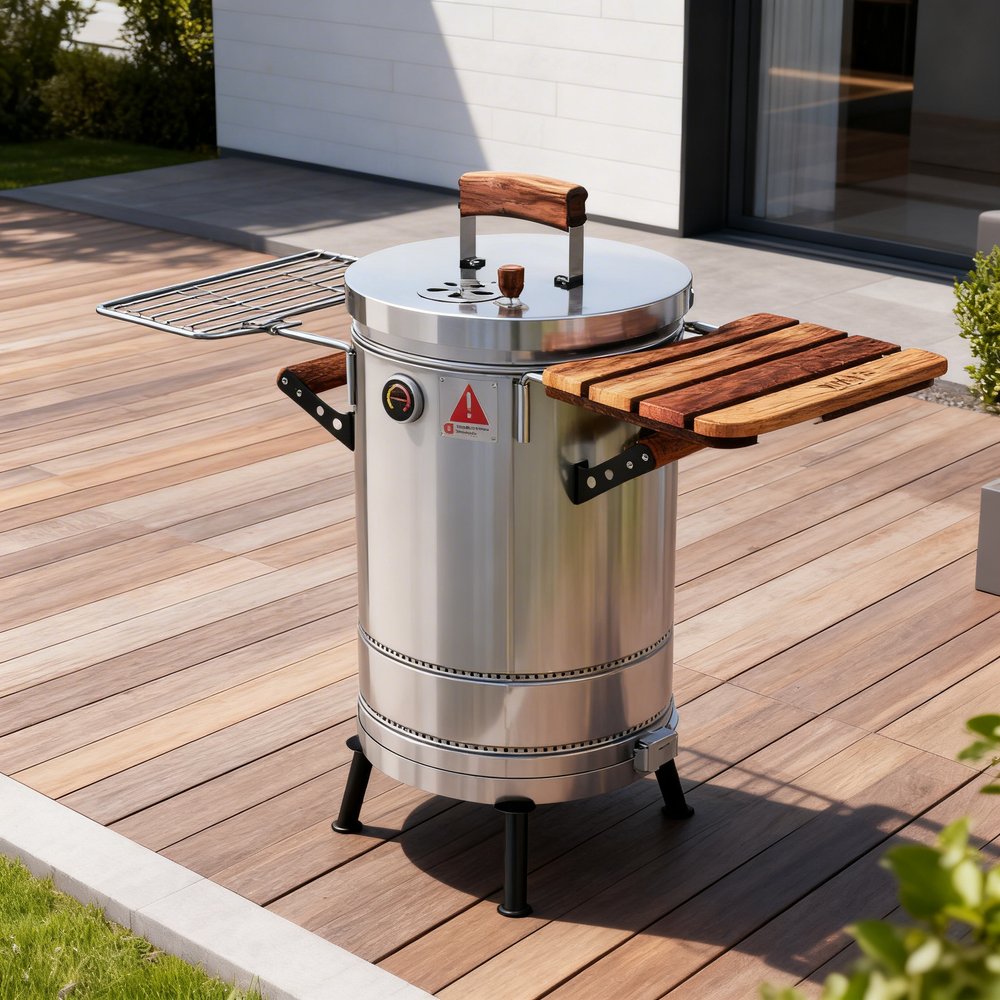 Premium Super Compact Smoker and Grill Combo (Stainless Steel, 19" x 12")
