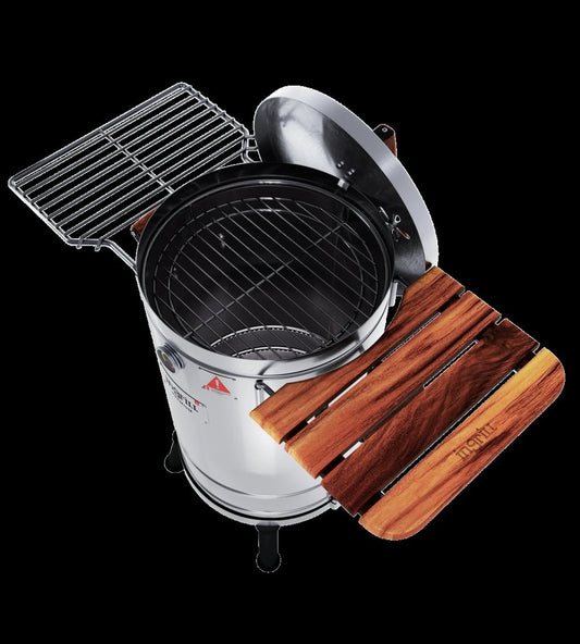 Premium Super Compact Smoker and Grill Combo (Stainless Steel, 19" x 12")